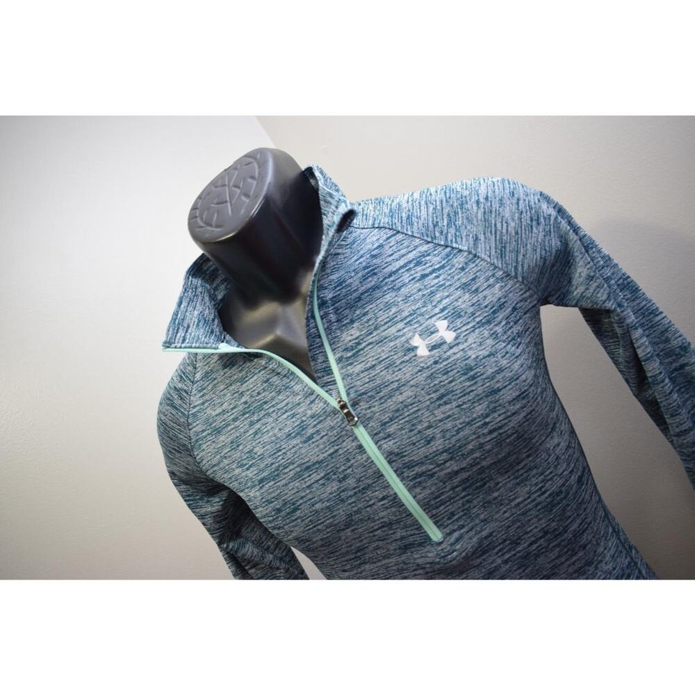 Under Armour Zip Neck HeatGear Loose Blue Marled Thin Pullover Womens XS XSMALL